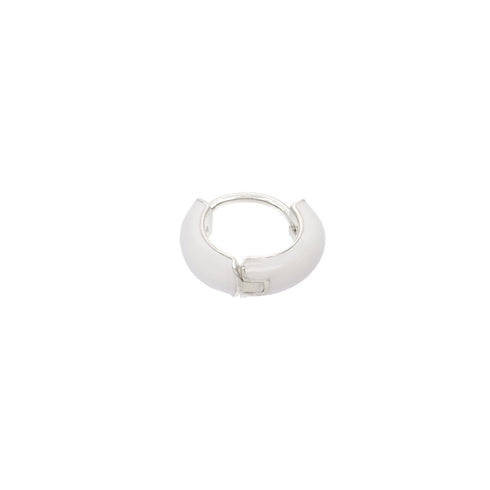 WHITE ENAMEL HUGGIE SILVER